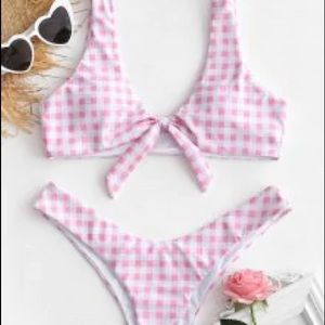 Zaful Pink Gingham bathing suit